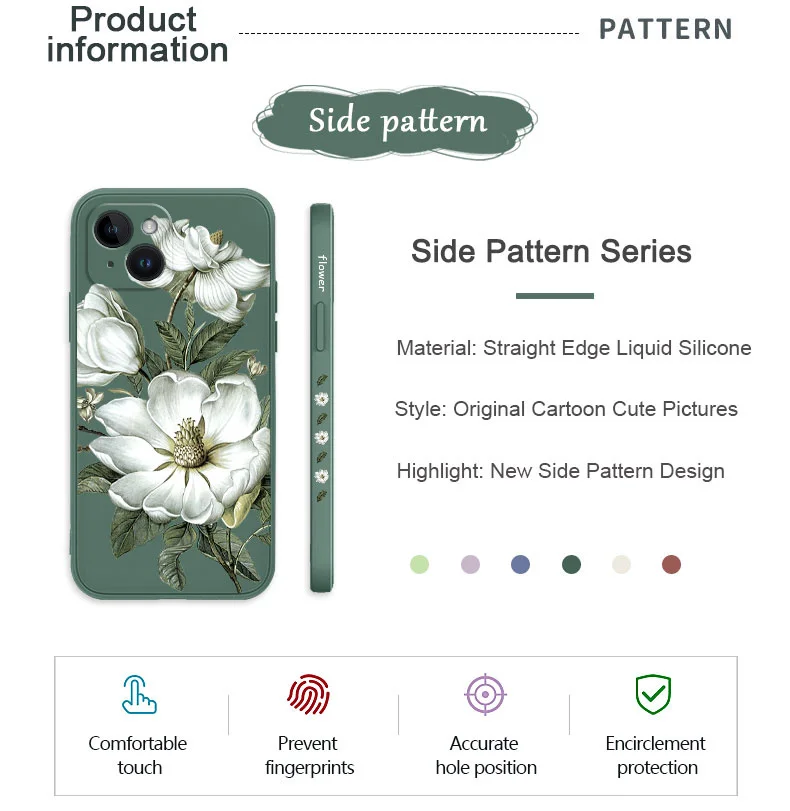 Wild Flowers Phone Case For iPhone 16 15 14 13 12 11 Pro Max Mini X XR XS 8 7 Plus 6 6S Plus Cover