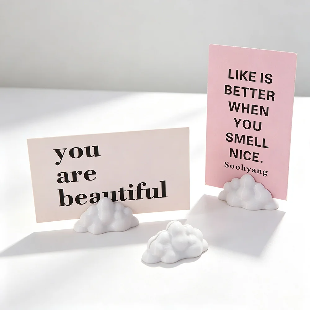 3pcs Messages Clip Cloud-Shaped Photo Holders Funny 3D Printed Desktop Ornaments Decorations Business Card Holder Home Use