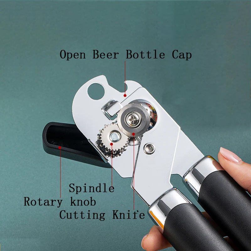 Stainless Steel Can Opener Multifunctional Grip Safe Cut Bottle Openers Side Cut Tins Bottle Cutter for Kitchen Gadgets