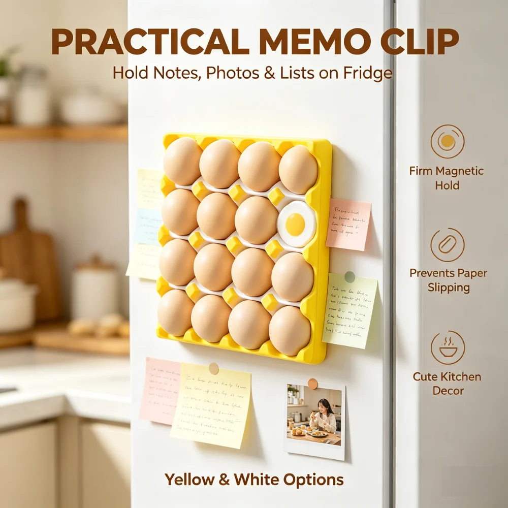 Cute 3D Simulation Egg Tray Fridge Magnet Removable Magnetic Pins Photo Note Holder for Locker Office Whiteboard Decor
