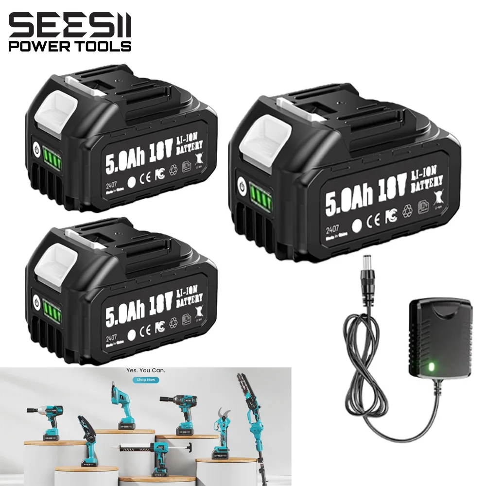 

Seesii Battery Rechargeable 2.0Ah 4.0Ah 5.0Ah Lithium Ion Battery Li-ion Battery For Makita Electric Power Tools 18V 21V