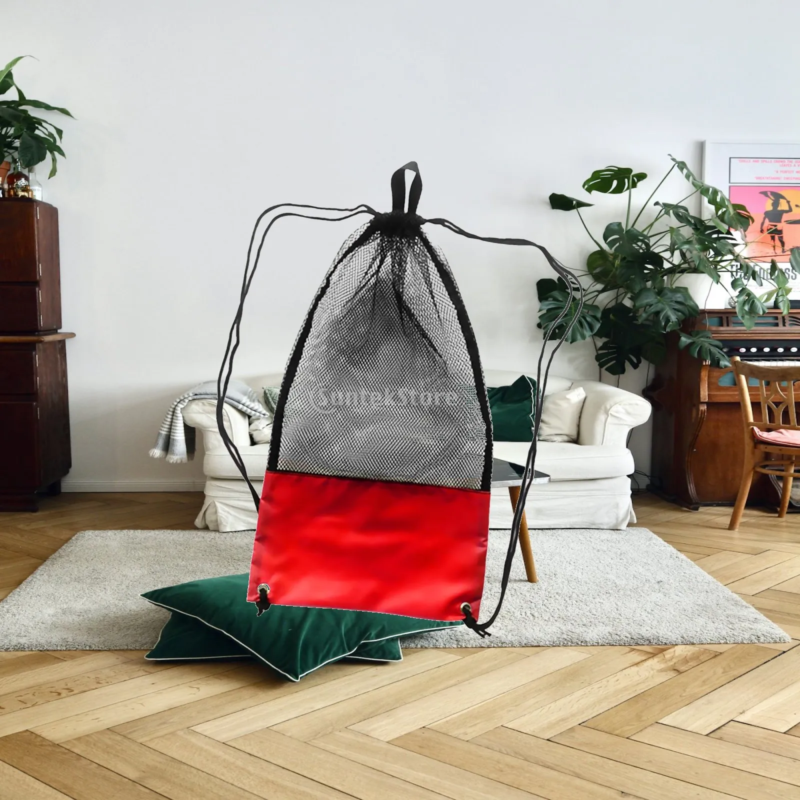 Nylon Mesh Stuff Sack Large Mesh Drawstring Bag for Diving Fins Snorkel Mask Gym and Outdoor Swimming Equipment