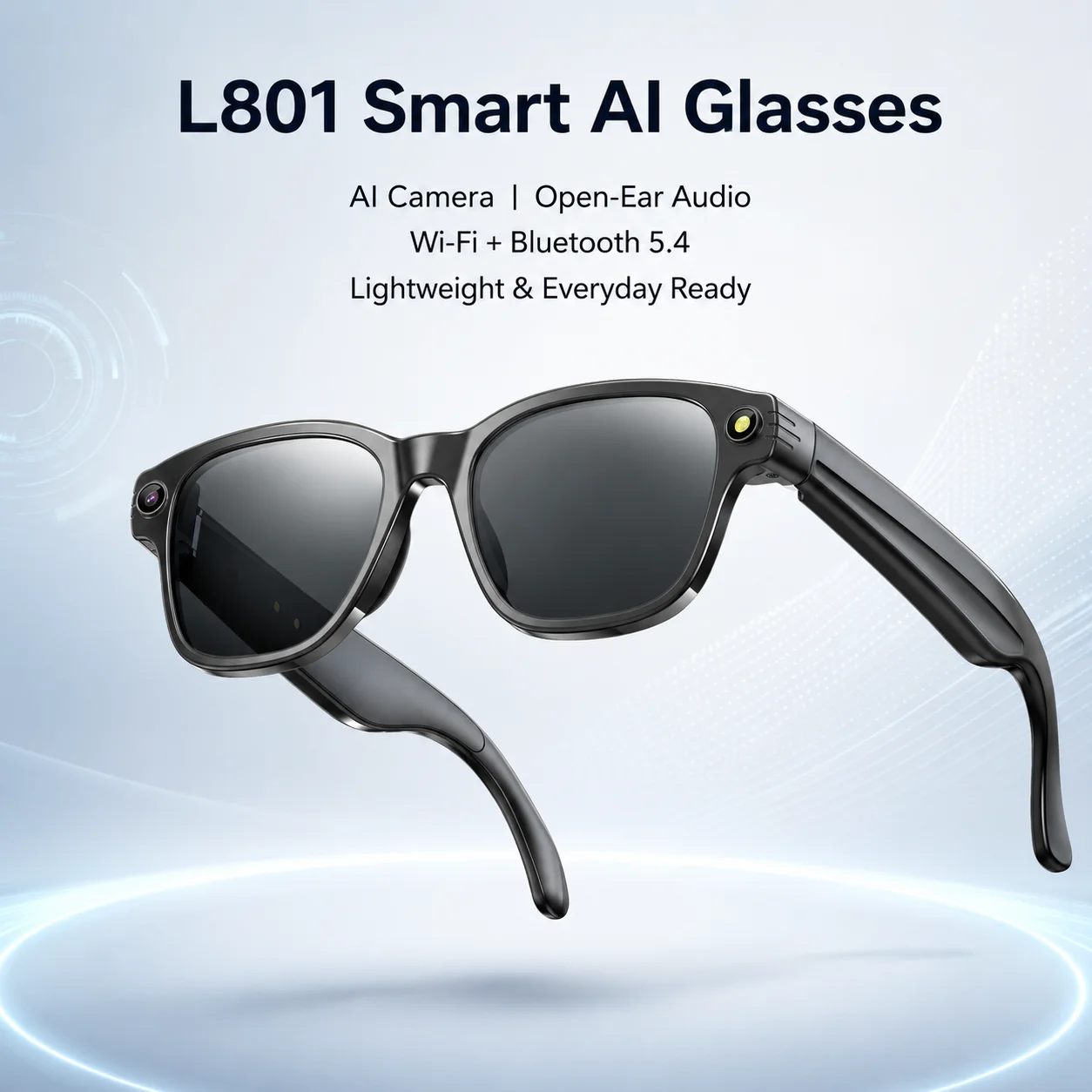 L801 AI Smart Translation Glasses Real-time Multi-language Interpreter Voice Wake-up Object Recognition ENC Noise Reduction