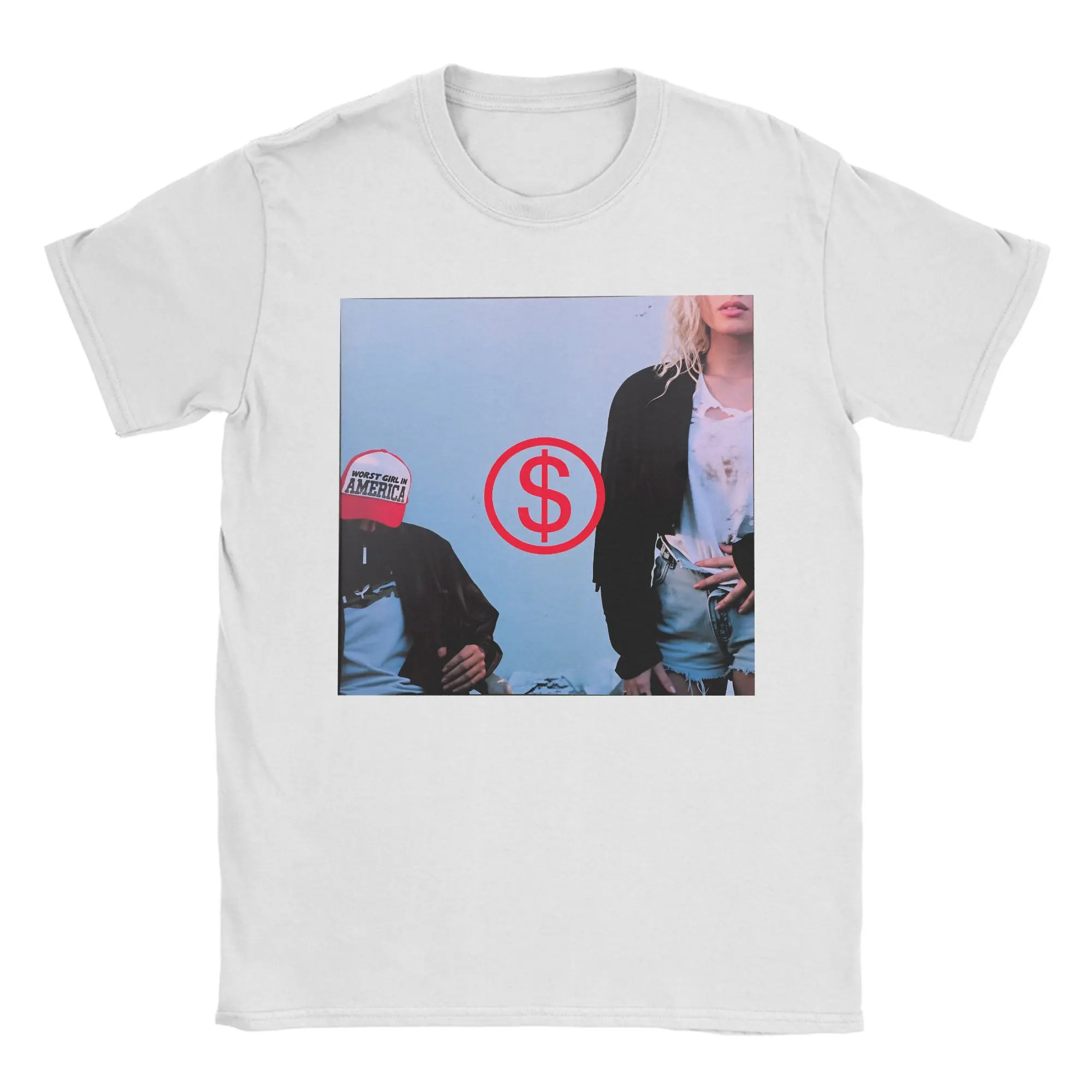 Slayyyter  T Shirt WOR$T GIRL IN AMERICA CD  Hip Hop T Shirts Short-Sleeve Y2K Retro Tops Beach Pure Cotton Oversize Tees