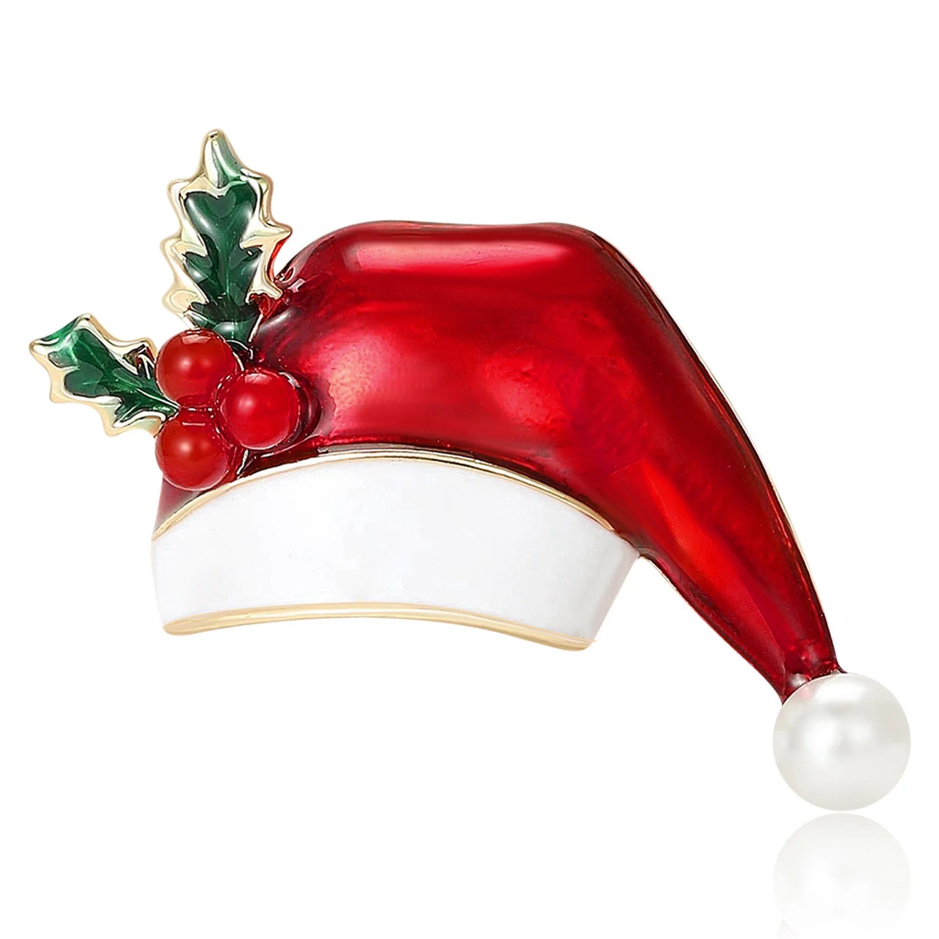 

Women's Simple And Fashionable Alloy Pearl Pendant, Christmas Hat Brooch, High-end Suit Collar Brooch, Christmas Gift
