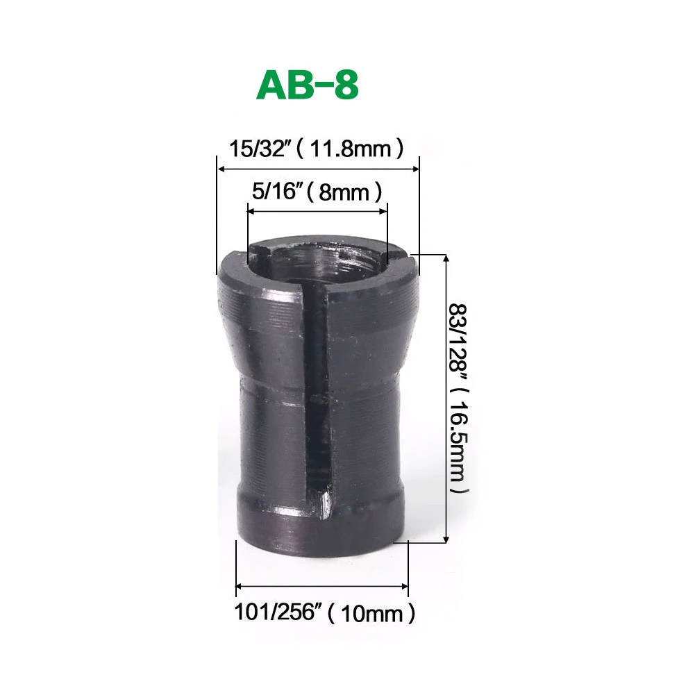 Router Bit Collet Chuck Extension for Woodworking Trimming Engraving Machines Accepts 6mm 6.35mm 8mm Shank Sizes
