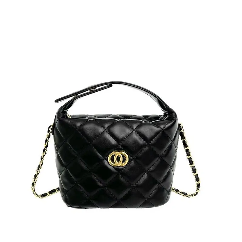Women's soft leather handbag,Embroidered diamond pattern,Comes with a detachable chain shoulder strap,Multiple carrying options,