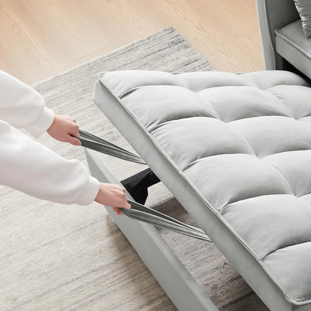 Sofá cama Convertible de 55 pulgadas, cama extraíble de terciopelo 3 en 1 con respaldo ajustable, sofás de Hotel