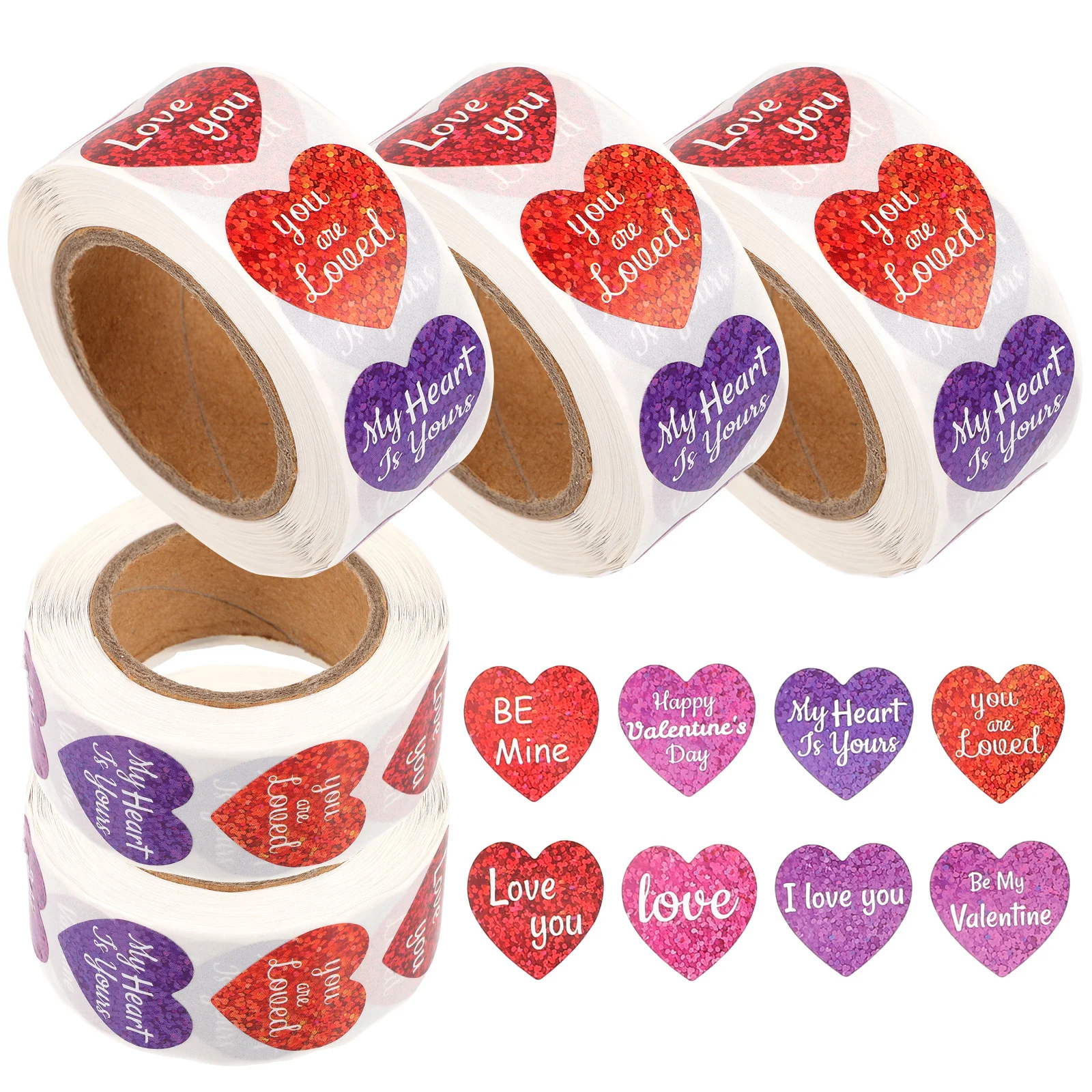 5 لفات ملصقات ذاتية اللصق على شكل قلب الشارات لعيد الحب هدية التفاف ختم تسميات المغلفات بطاقات ديكور الحفلات #2