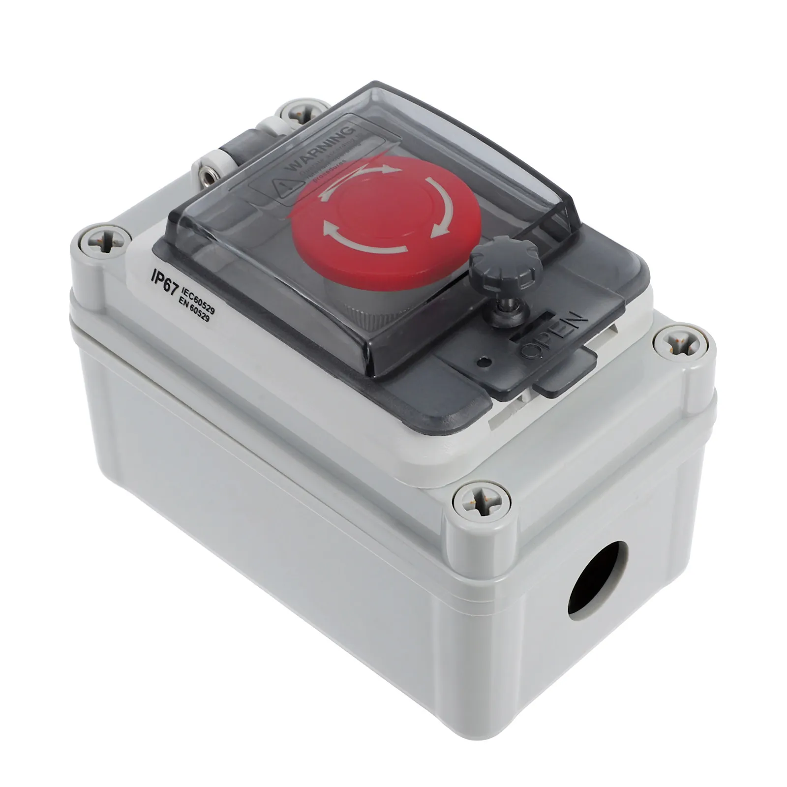 Waterproof Outdoor Button Box with Emergency Stop Start Stop Control Switch Red Mushroom Push Button Latching Waterproof