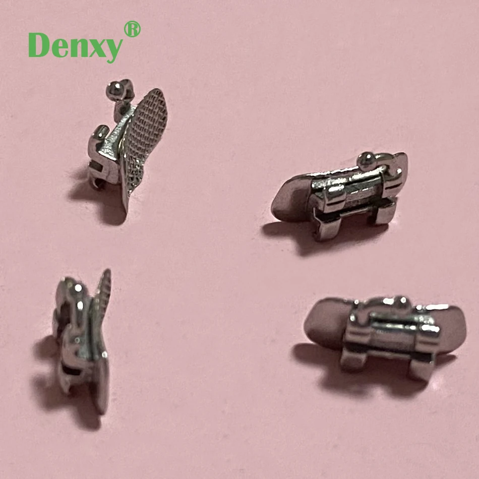 DENXY 100 Stück/25 Set Zahnärztliche Kieferorthopädische Brackets für den 1. Molar, klebbare Mesh-Basis Metallbrackets für den 6. Zahn, kieferorthopädische Zahnspange – Detail 3