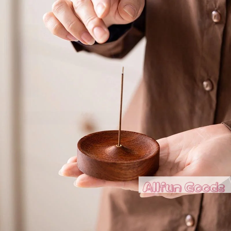 [TG835]1Pcs Agarwood Tray Holder North American Black Walnut Solid Wood Incense Stick Handmade Tea Ceremony Round Incense Burner