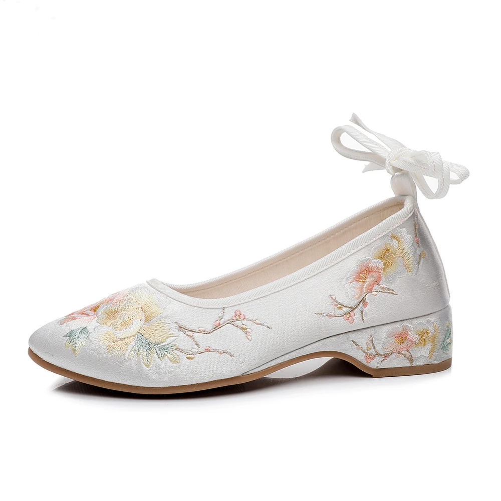 Veowalk Long Ankle Strap Summer Women Gauze Mesh Embroidered Ballet Flats Breathable Comfortable Walking Shoes for Elegant Lady