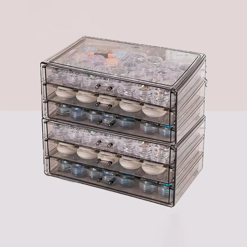 Nail Polish Adhesive Storage Box Jewelry Storage Box Divided Box Transparent Large Capacity Nail Salon Desktop Storage Box