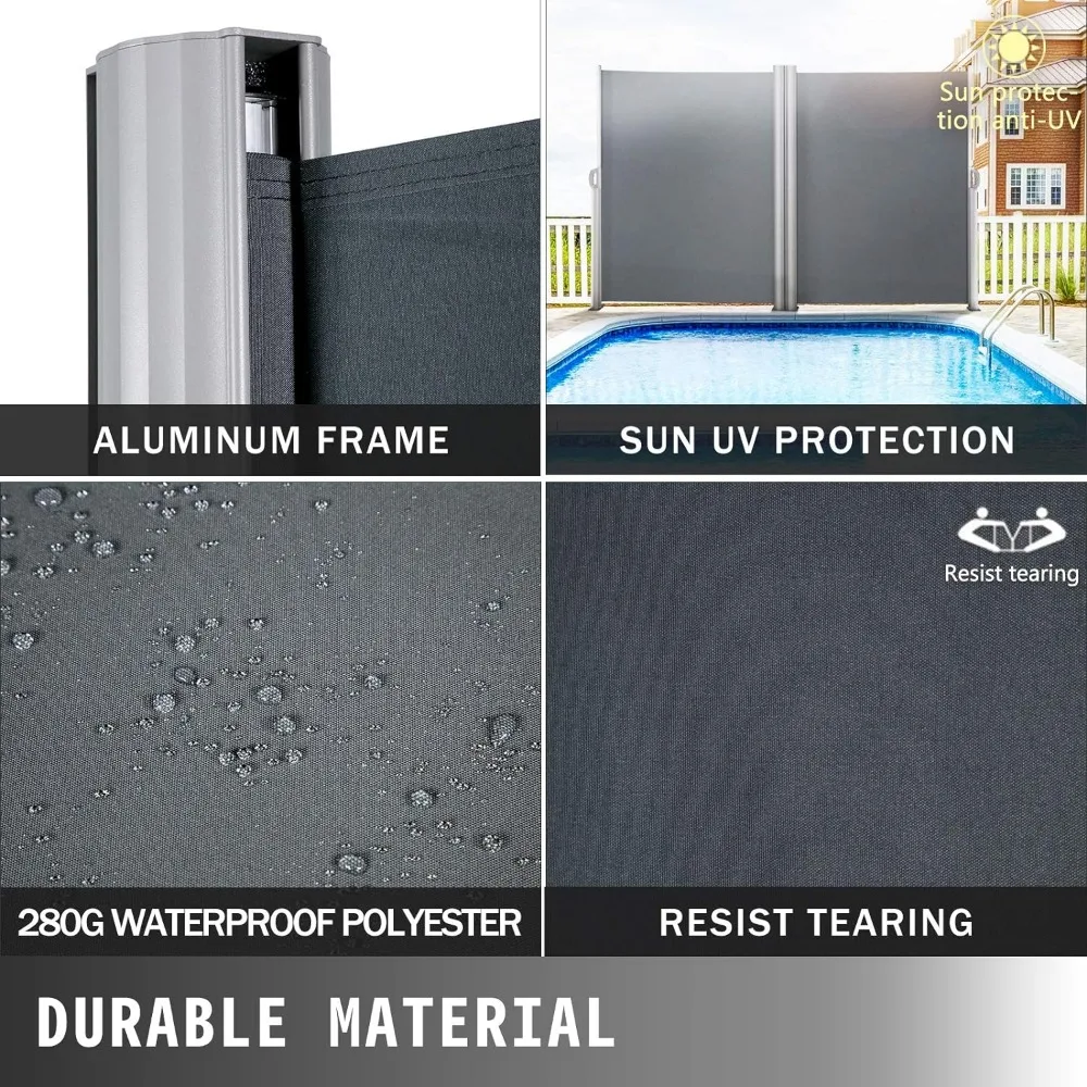 Imagem -06 - Toldo Lateral Retrátil para Pátio Alumínio Completo à Prova de Ferrugem uv 50 Tela de Privacidade 280g Espessar Privacidade 71 x 236