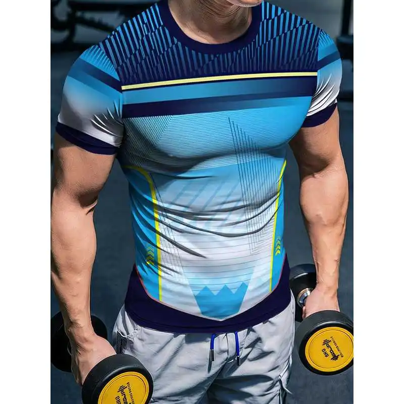 Men's fitness short sleevesTHighly elastic quick-drying cool-touch breathable moisture-wicking sports shirt