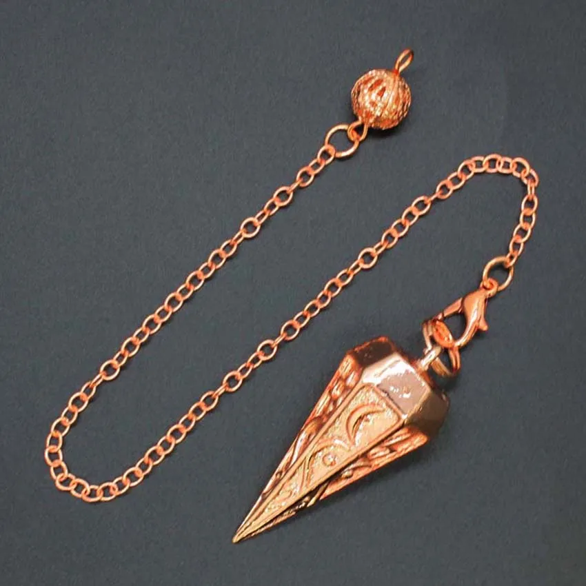 Copper Metal Rune Pendulum For Dowsing Divination Balancing Body Healing Chakra Reiki Spiritual Antique Pendant Pendule Pendulo