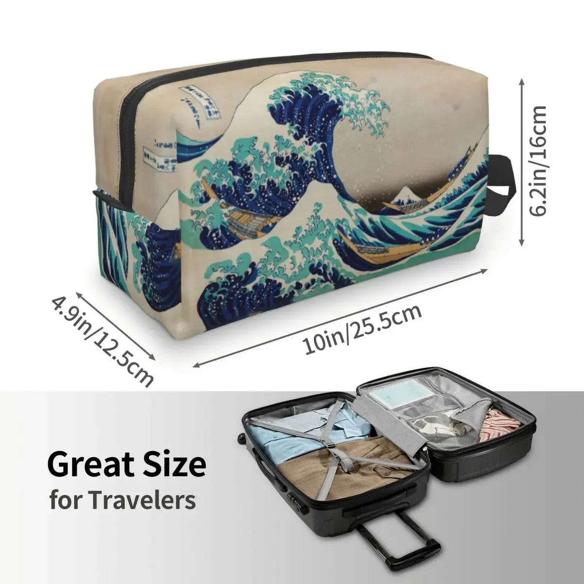 Custom Geweldige Wave Off Kanagawa Vintage Japanse Reis Cosmetische Tas Vrouwen Make-Up Toilettas Organizer Lady Beauty Opslag Dopp Kit