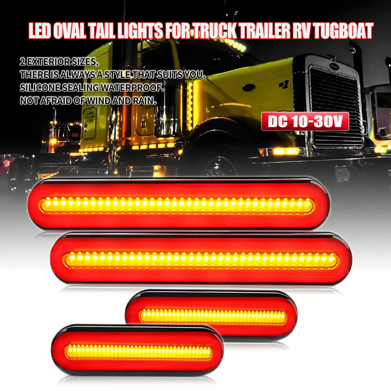 12V 24V 58 LED 100 LED Tail Light Amber Flowing Turn Signal Stop Brake Light Lamp for Trailer Truck ATV 