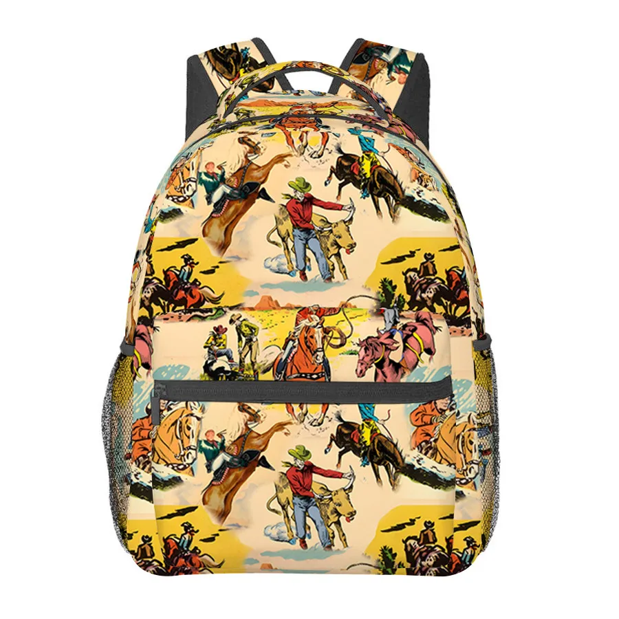 

Cattle and Cowboys Backpacks for Boy/Girls Children Best Gifts 2D Flat Cartoon Laptop Bags Teenage Schoolbag Outdoor Leisure