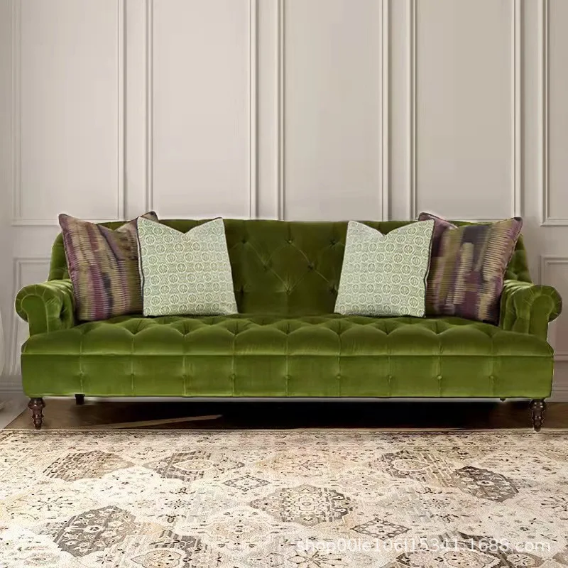 buckle fabric single and double three people medieval living room hotel bed and breakfast sofa directly from the manufacturer