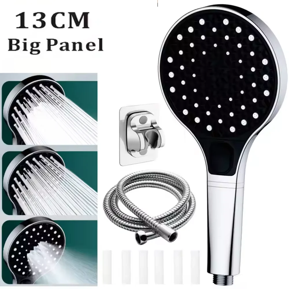 

Colorful Selling Well High Pressure Shower Head 3 Modes Large Flow Spray with Filter Rainfall Shower Faucet Bathroom Accessories