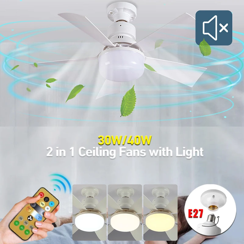 30W/40W E27 Ceiling Fan Light with Remote Dimming LED Lights