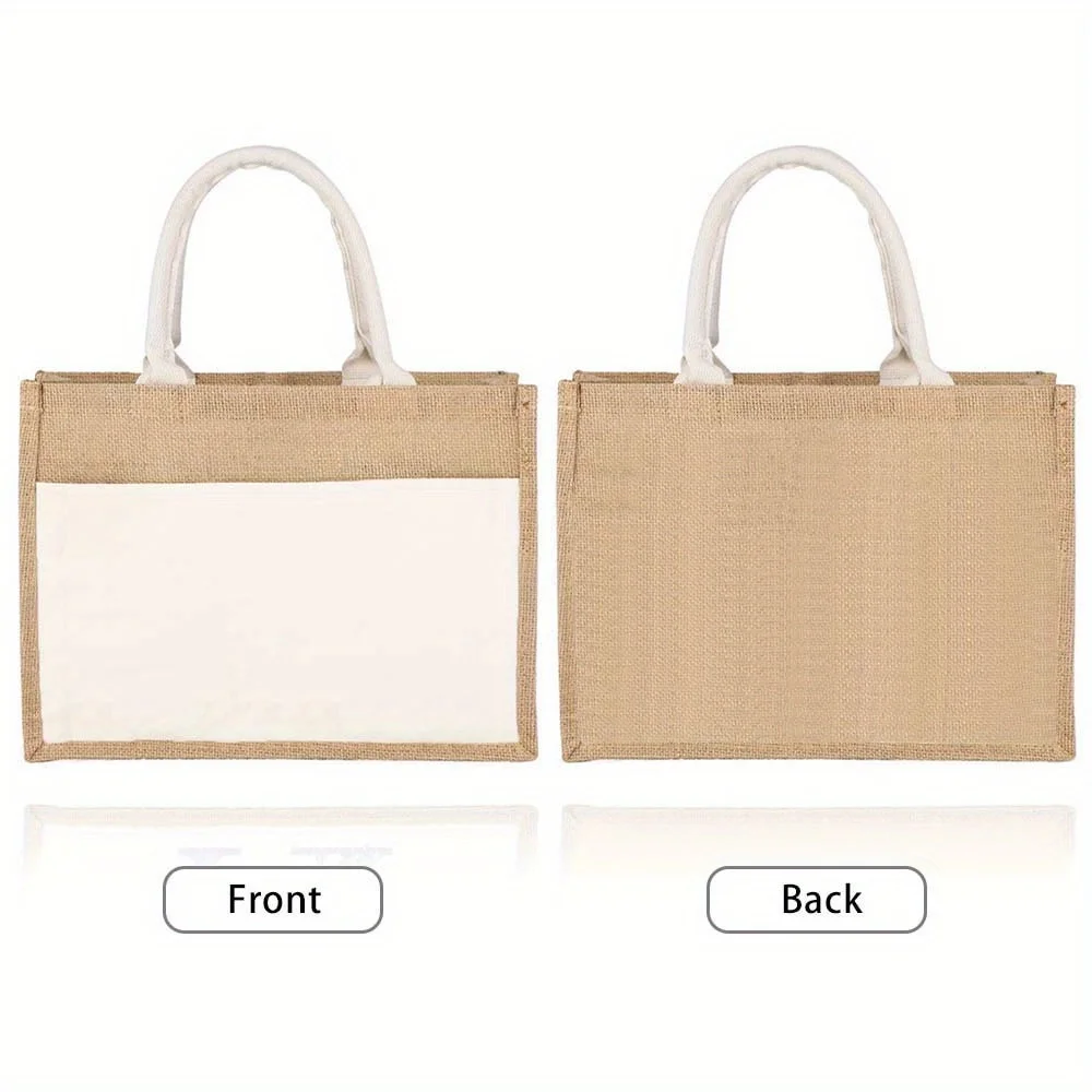 Customizable Name Hemp Cloth Handbag Linen Shoulder Bag Women's Shopping Bag Grocery Shopping Bag Pink Letter Pattern