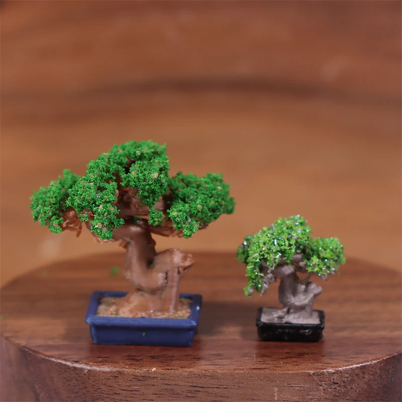 1/12 Dollhouse Simulation Mini Green Tree Potted Dollhouse Home Garden Scene Decorations Mini Micro Landscape Garden Ornament