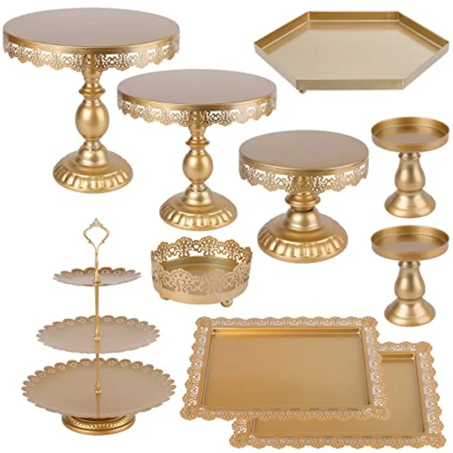 

10 Pieces Cake Stands Metal Cupcake Stand with Multiple Combination Styles Dessert Plate Cake Serving Tray Fruit Candy Display