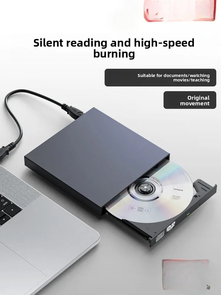 Custom External CD/DVD Burner Drive, PC DVD-ROM Reader & Disc Player for Laptop Desktop, USB 3.0 Type-C, No Driver Needed