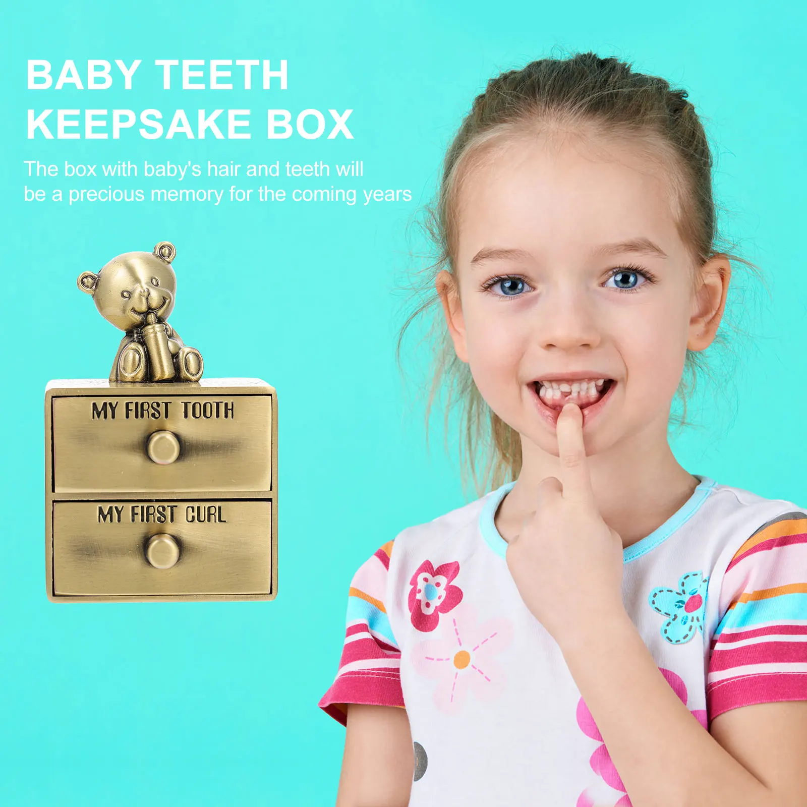 

Deciduous Teeth Collection Box 2 Drawers Infant Tooth Storage Baby Hair Keepsake Practical Teeth Box Lightweight Portable