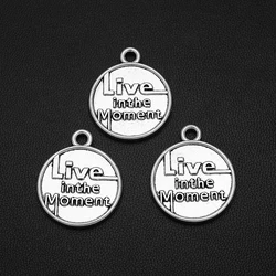 10pcs/lot--20x24mm Vintage Live In The Moment Charms Motivational Pendants For Diy Jewelry Making Findings Supplies Accessories