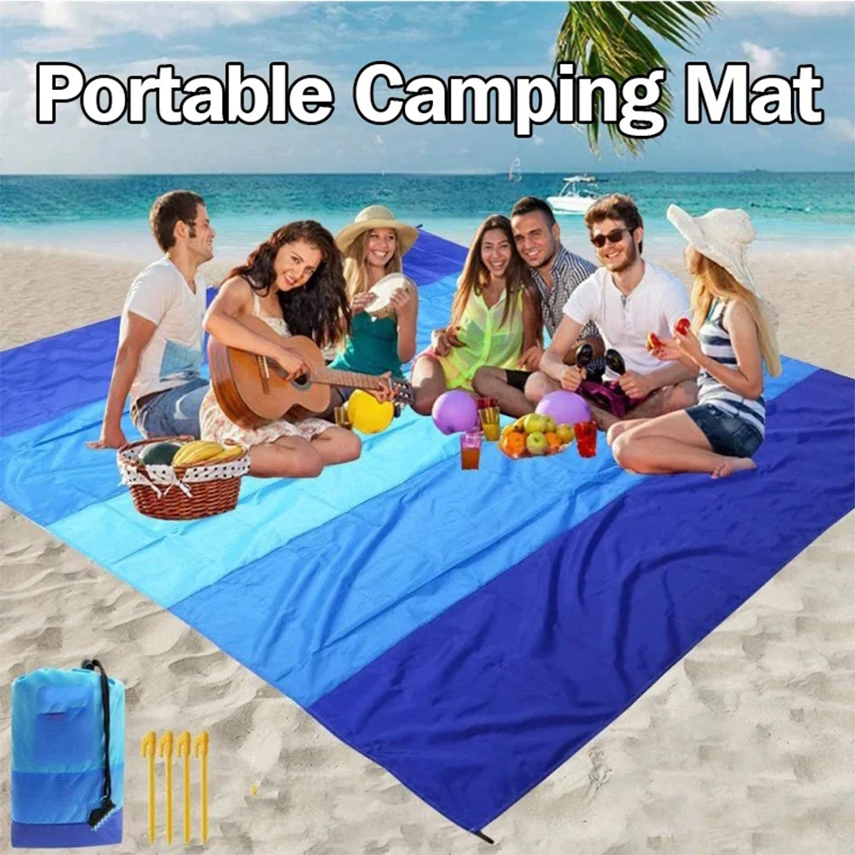 Manta de playa impermeable a prueba de arena, estera de playa de 2x2,1 m para 2-8 adultos, estera de pícnic al aire libre de secado rápido para viajes, Camping, senderismo