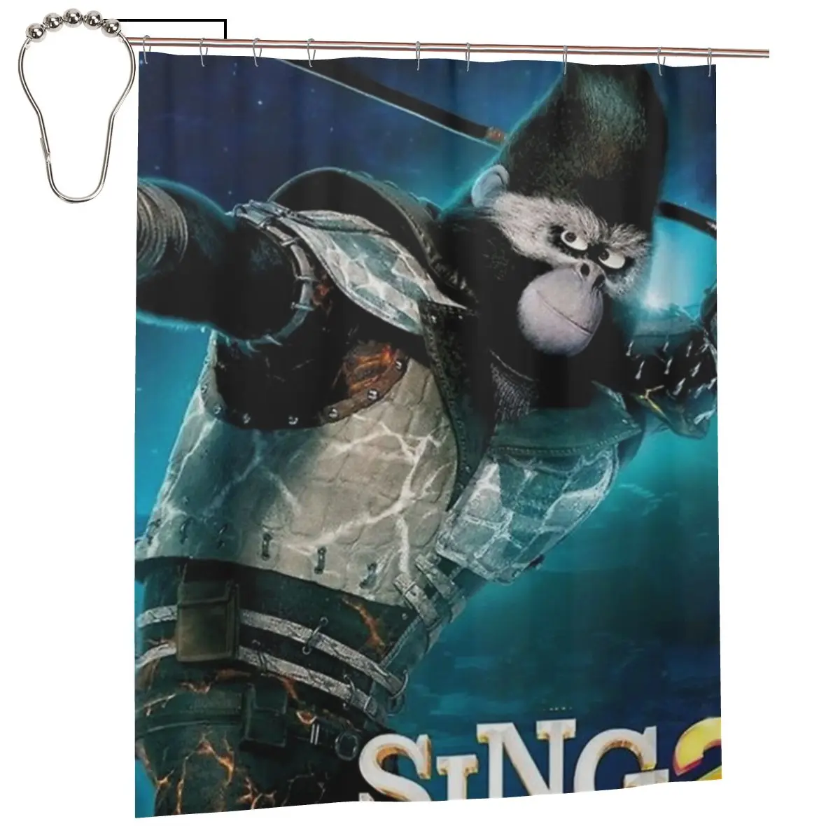 

Занавеска для душа с изображением Джонни Синга, полиэстеровая, водонепроницаемая, с крючками