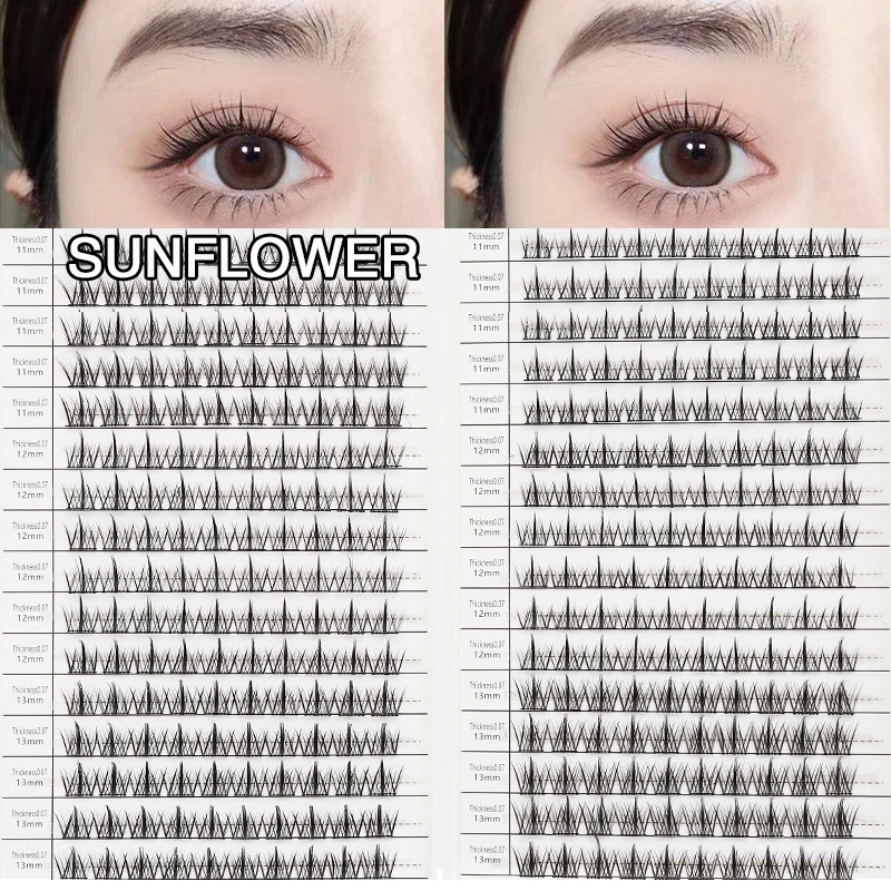 Pestañas invisibles de mano, efecto delineador de ojos, aspecto Natural, esponjoso, suave, cruzado, tira completa, extensión de pestañas