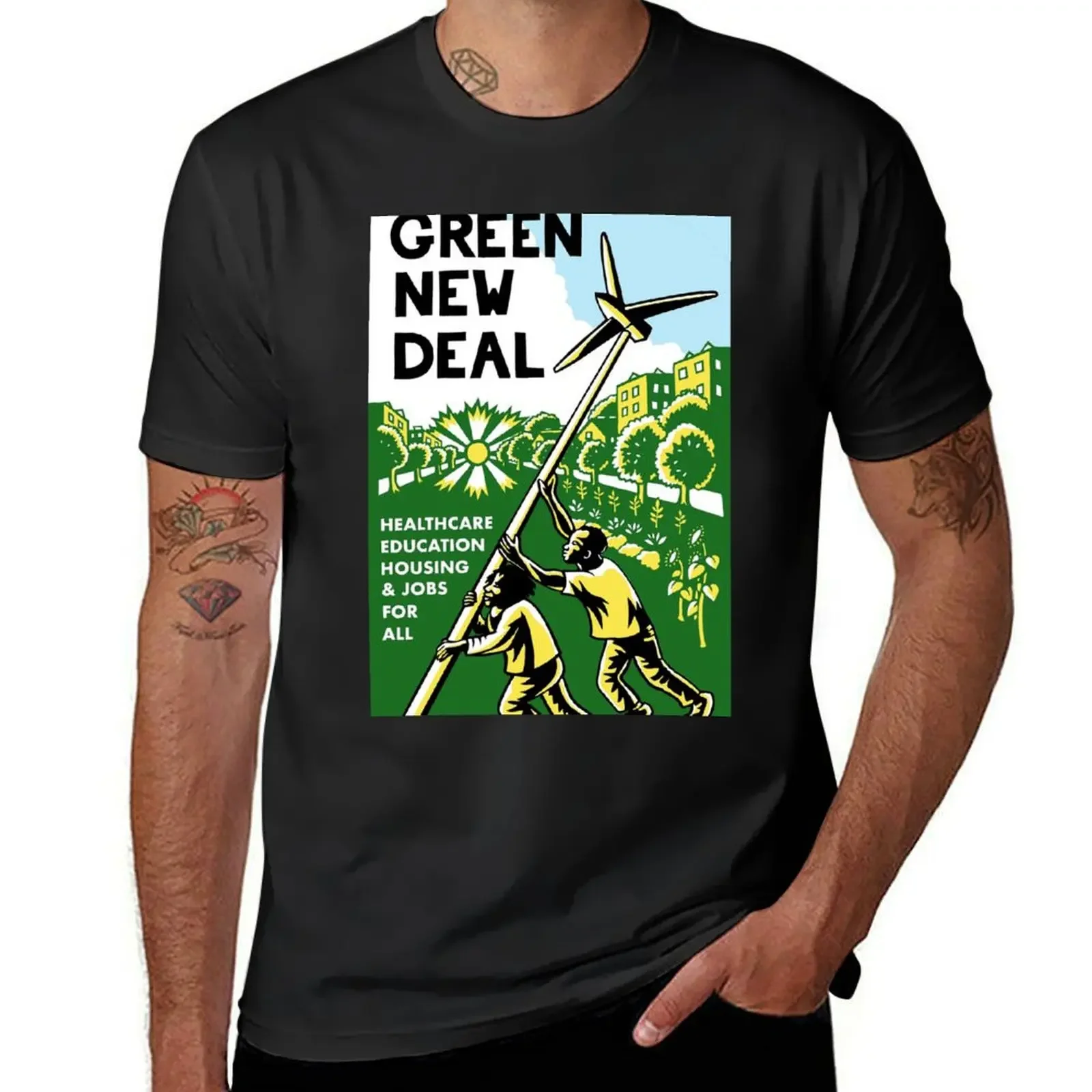 green new deal posters T-Shirt summer clothes designer shirts mens big and tall t shirts