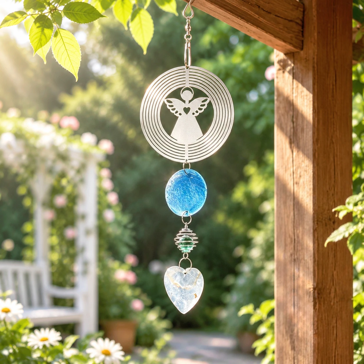Boho Wind Chimes - Wiatraczek z motywem anioła stróża, w