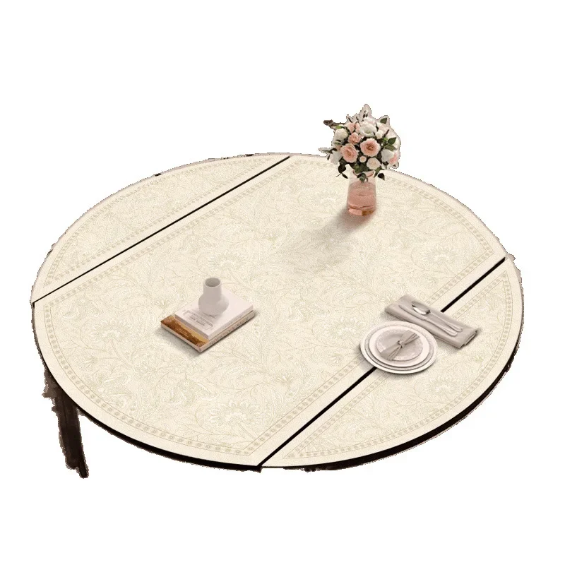Light luxury high-end dining table table mat folding round table waterproof tablecloth
