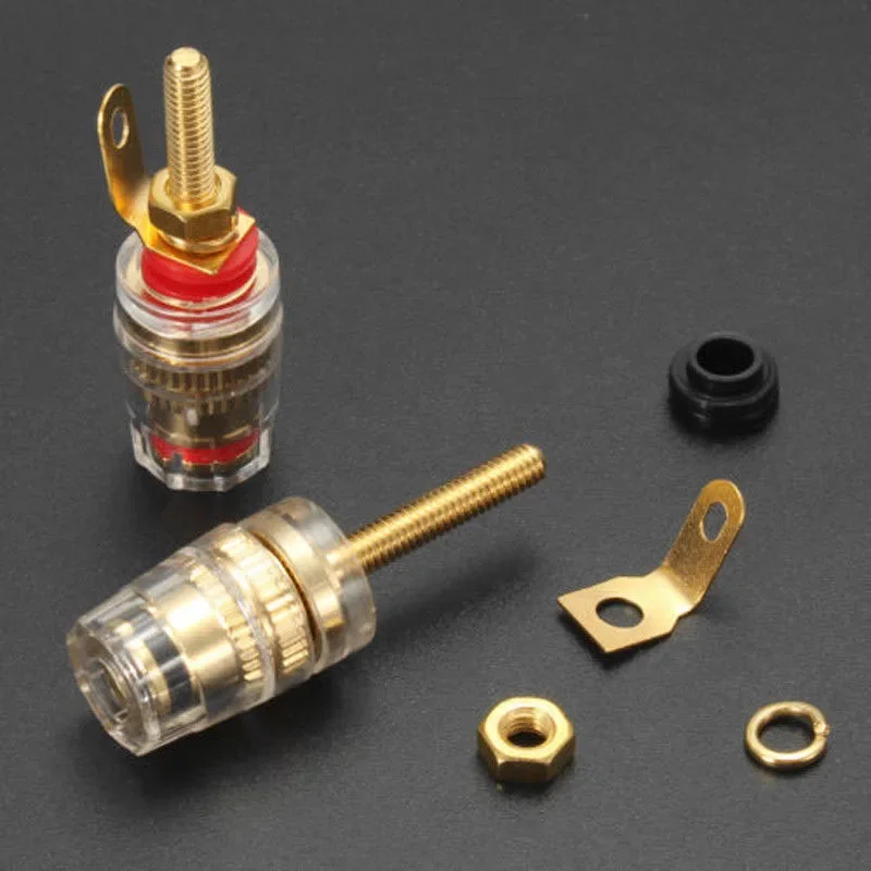 8pcs 42mm Gold Plated Amplifier-Speaker Binding Post Black+Red Speaker Terminal Binding Posts Suitable For 4mm Banana Plug