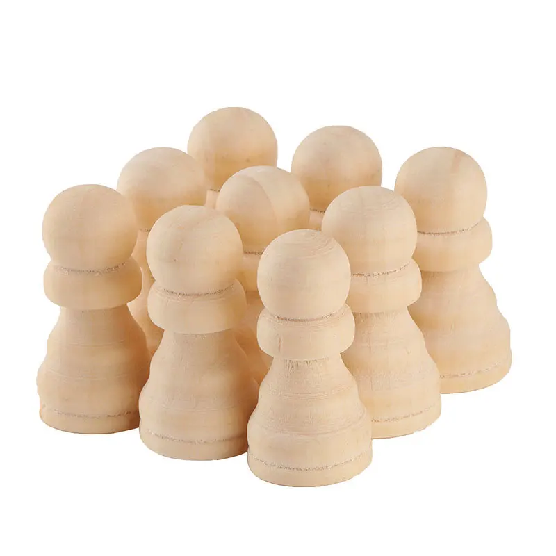 

ABCPICK 5pcs wooden unfinished kokeshi unpainted chess pieces pawns wood accessories diy handmade crafts kits decor peg dolls