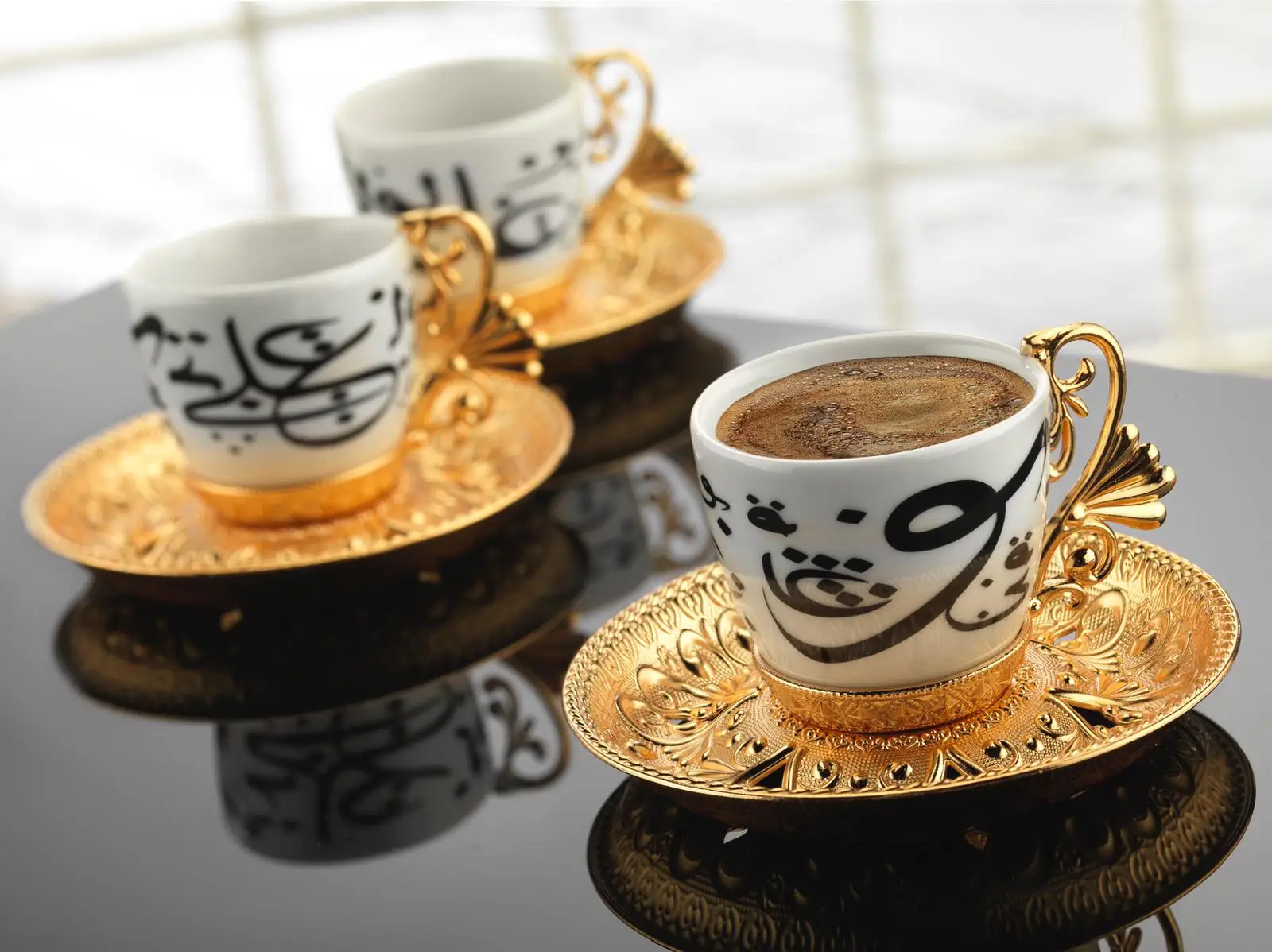 LaModaHome Espresso Coffee Cups Set, English Arabic Greek Coffee Set Coffee Cup For Women, Men, adults, Guests, New Home Weddi