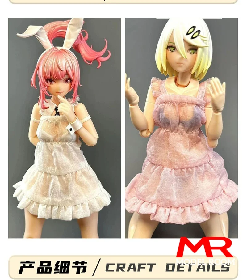 1/6 Scale Female Strap Dress Ruffled Sweet Lolita Sundress Clothes Model Fit 6 inch Soldier Action Figure Body