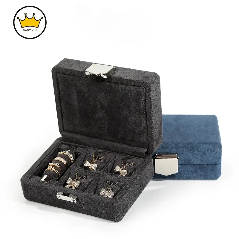 Suede Button Jewel Box Storage Box High-grade Jade Gold Ring Necklace Holder Jewelry Organizations