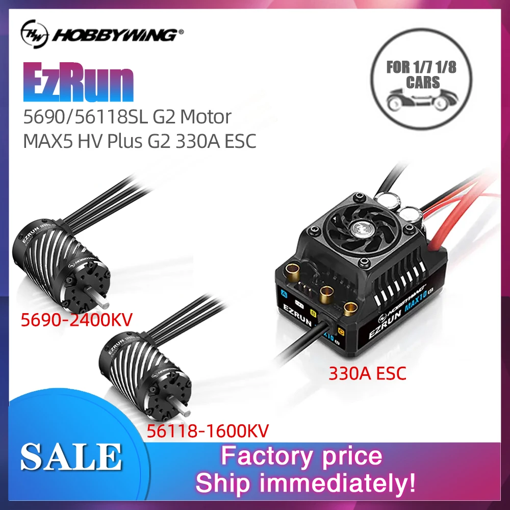 HOBBYWING EzRun ESC Motor Combo Brushless Sensorless 330A ESC 6V/7.4V/8.4V IP67 5690 56118 Brushless Motor For 1/8 1/7 RC Cars