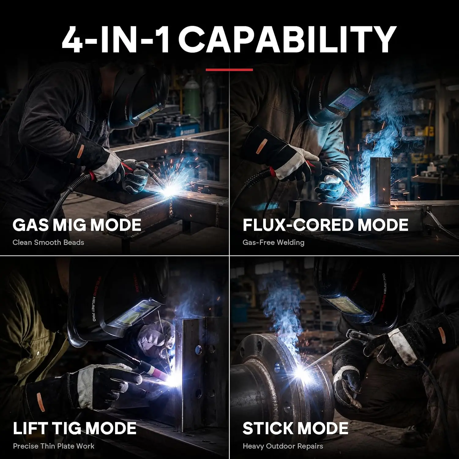 160-Amp MIG Welding Machine, 110V/220V Dual Voltage, Supports MIG, Flux Core, Lift TIG, and Stick Welding