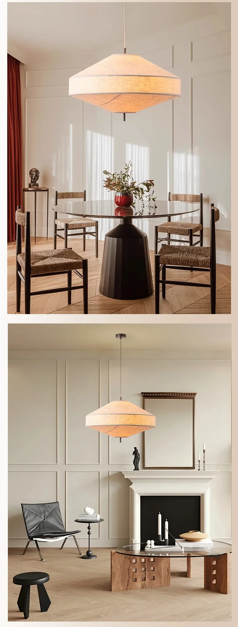 Japanese Wabi Sabi Fabric Pendant Light image 3