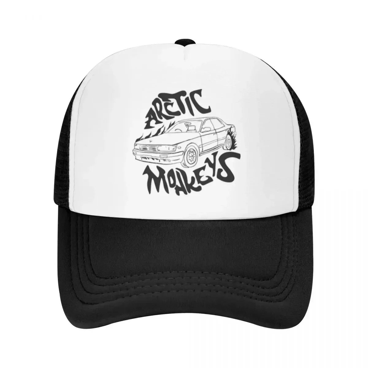New White Car Black Arctic Monkeys Camping Mesh Baseball Caps Women Men Camping Female Beach Bucket Hat Trucker Cap