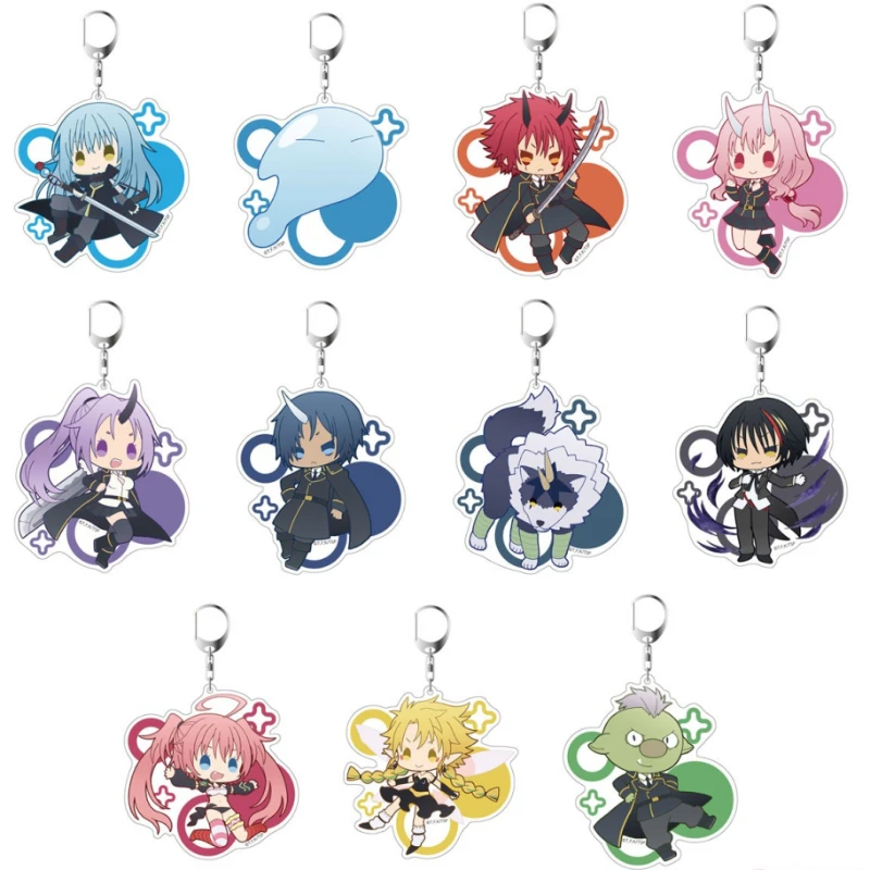 Game Rimuru Tempest Gobuta Shuna Shion Shizu Veldla Souei Benimaru Keychain Doll Anime Acrylic Keyring Pendant for Gift