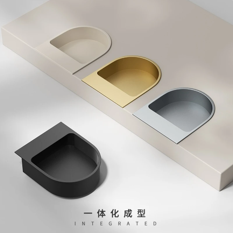 Nordic Creative Recessed Sliding Door Handle Flush Mount Cabinet Pull for Push to Open Doors